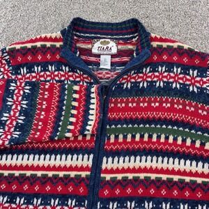 Tiara‎ International Womens L Vintage Nordic Fair Isle Zip Up Cardigan Sweater